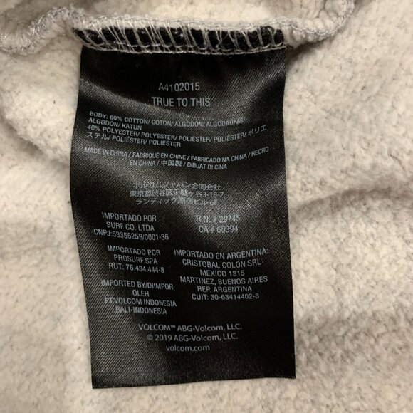 Volcom Stone Logo Hoodie Gray Size Medium Pullover Sweatshirt. - Picture 4 of 8